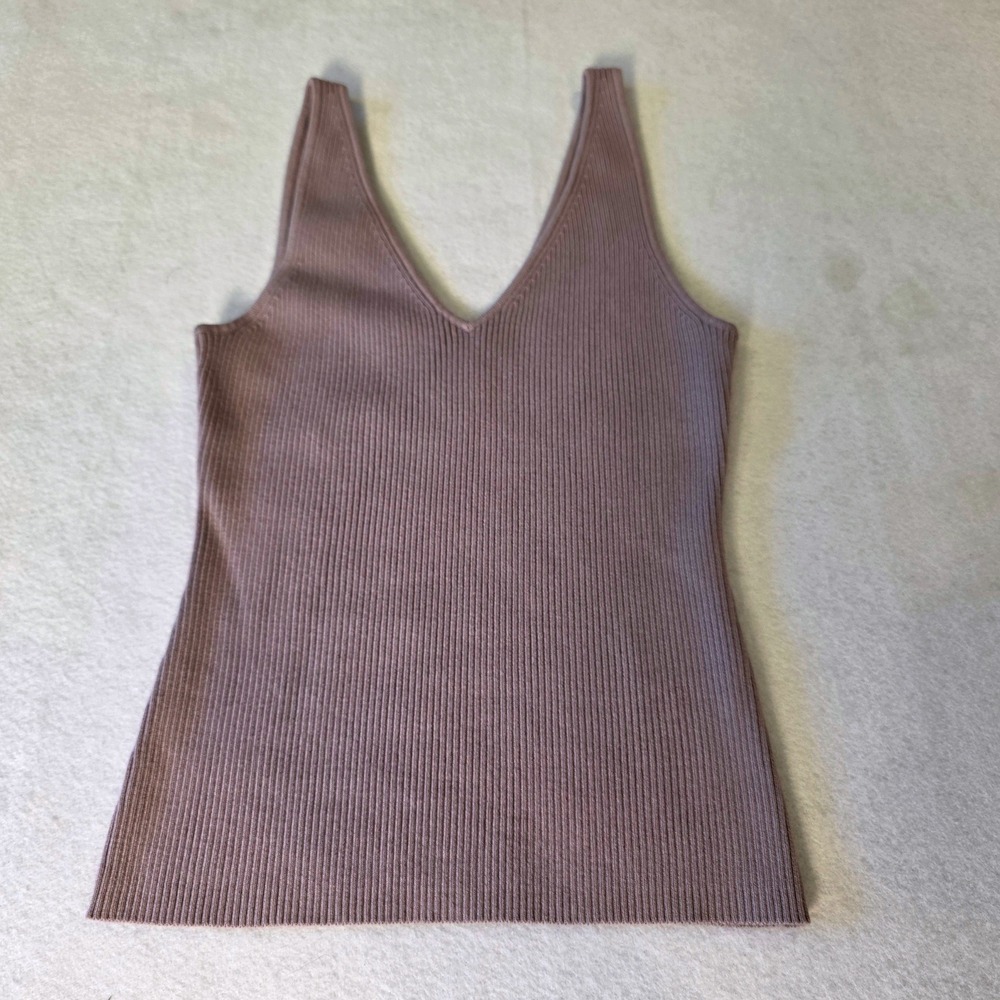 AlpnRock ANR+ Women Lavender Ribbed V-Neck Organic Cotton Blend Tank Top Size M